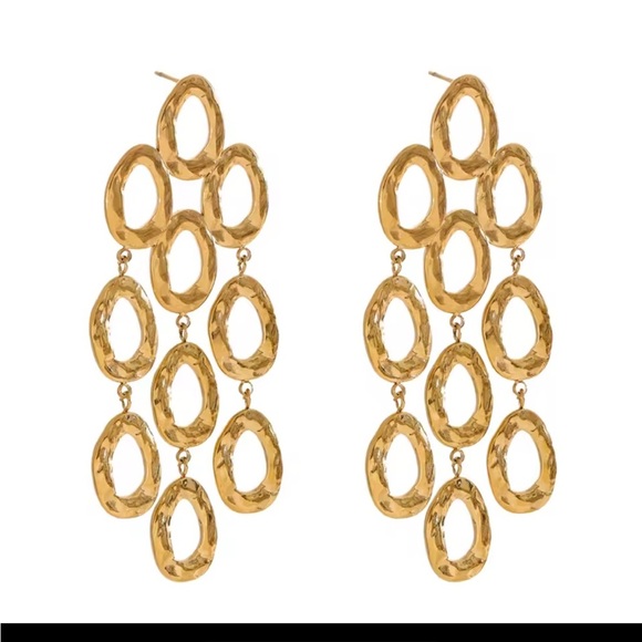 Anthropologie Gold Statement Earrings - Picture 2 of 6